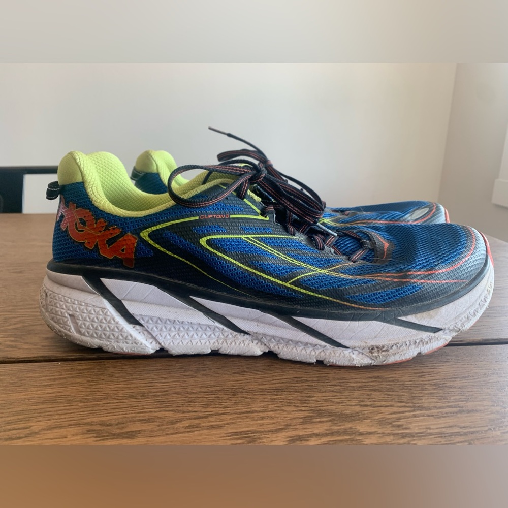 Hoka One One Men's Blue Neon Yellow Athletic Running Shoes
